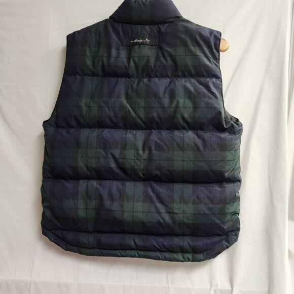 Eddie Bauer Womens Puffer Vest Plaid Zip Size Medium Pockets Blue GreenPre-Owned - Picture 12 of 13